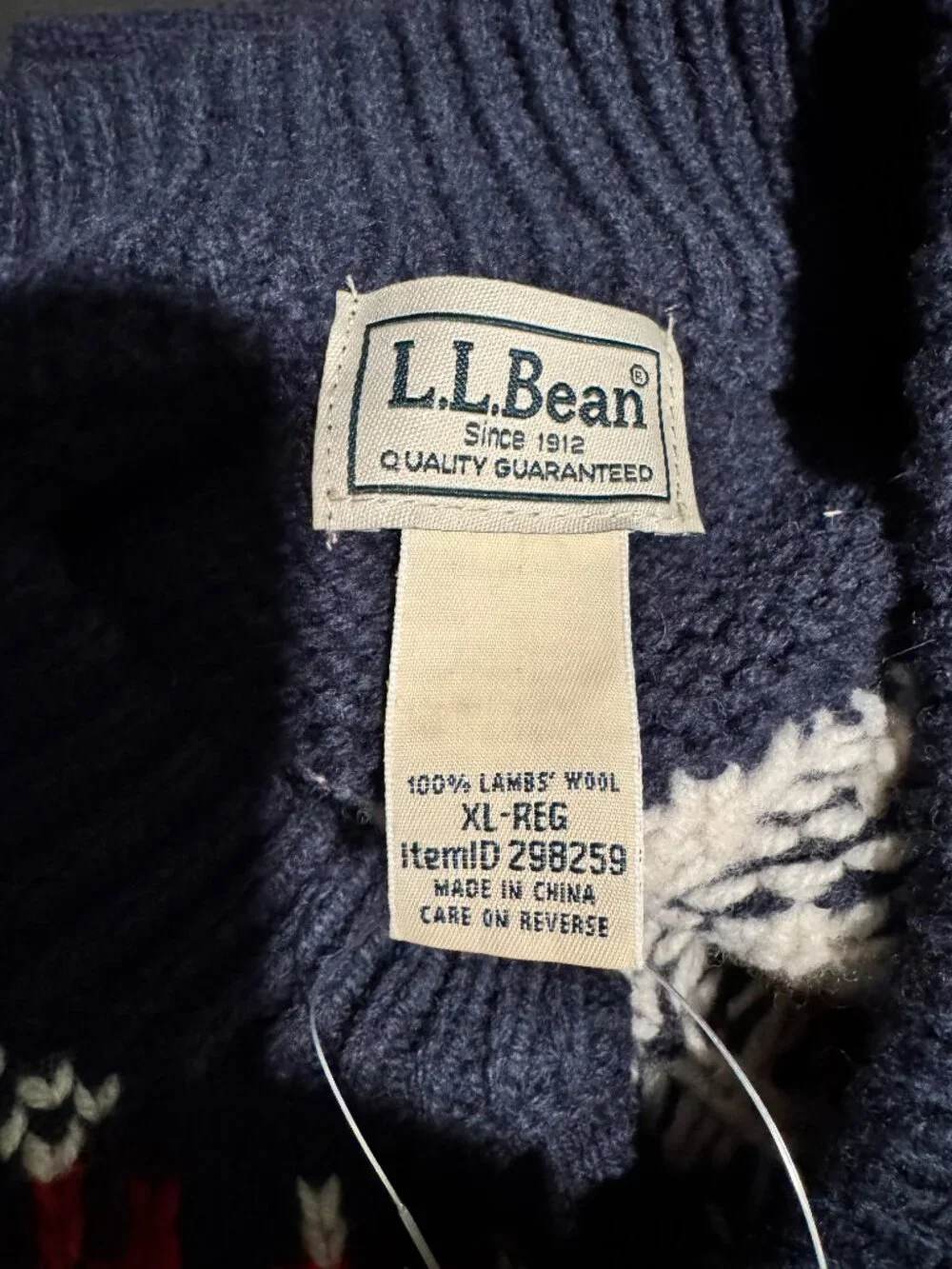 L.L.Bean Classic Ragg Wool Fair Isle Henley Sweater Men’s XL Navy (NWT)